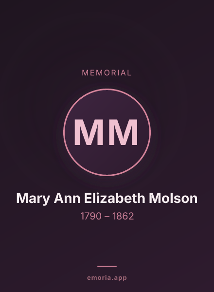 Memorial portrait of Mary Ann Elizabeth Molson