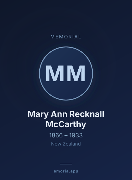 Memorial portrait of Mary Ann Recknall McCarthy