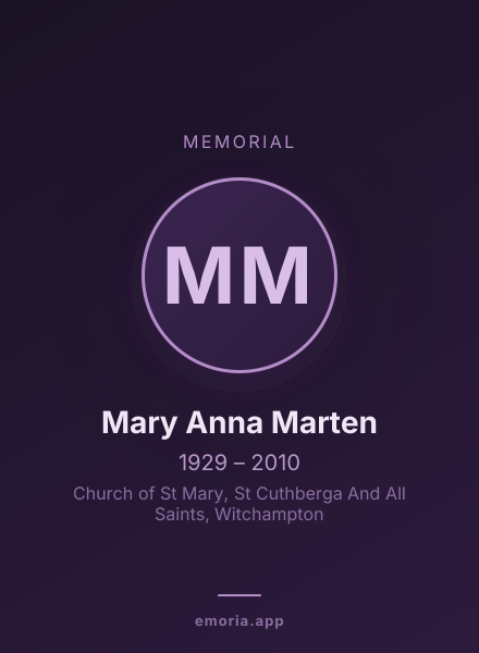 Memorial portrait of Mary Anna Marten