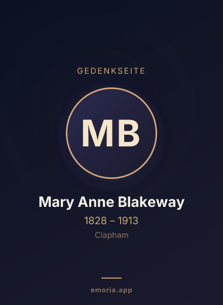 Gedenkportrait von Mary Anne Blakeway