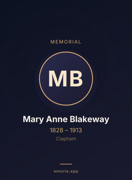 Memorial portrait of Mary Anne Blakeway