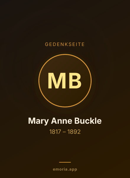 Gedenkportrait von Mary Anne Buckle
