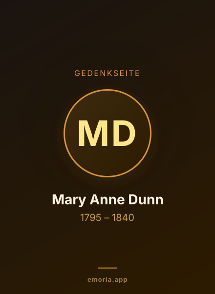 Gedenkportrait von Mary Anne Dunn