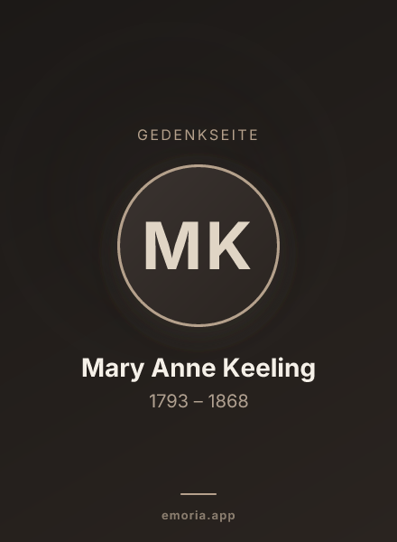 Gedenkportrait von Mary Anne Keeling