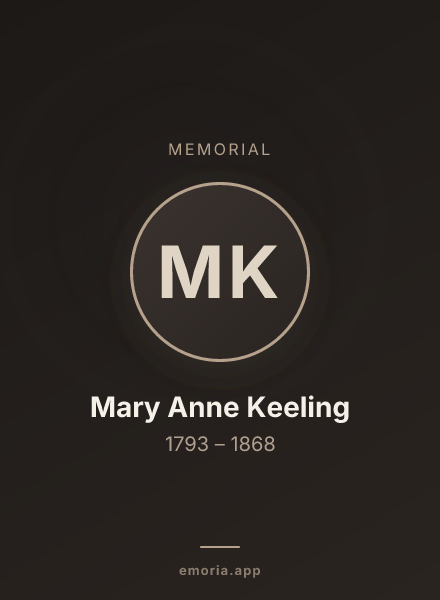 Memorial portrait of Mary Anne Keeling