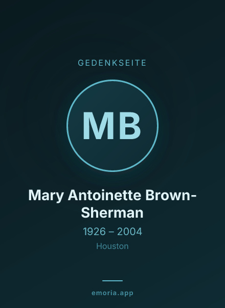 Gedenkportrait von Mary Antoinette Brown-Sherman