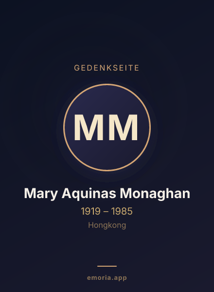 Gedenkportrait von Mary Aquinas Monaghan