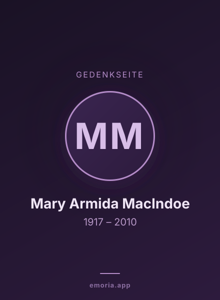 Gedenkportrait von Mary Armida MacIndoe