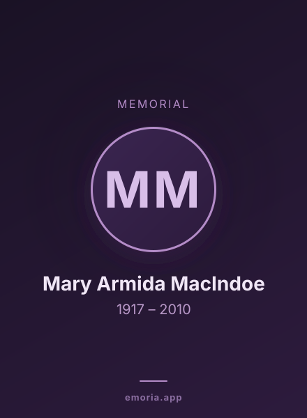 Memorial portrait of Mary Armida MacIndoe