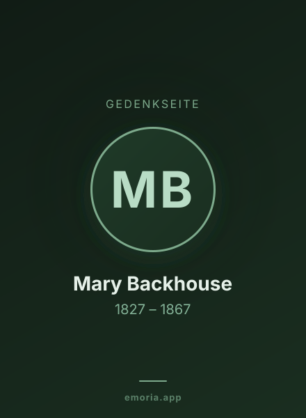 Gedenkportrait von Mary Backhouse