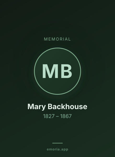 Memorial portrait of Mary Backhouse