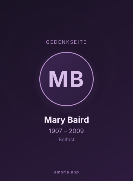 Gedenkportrait von Mary Baird