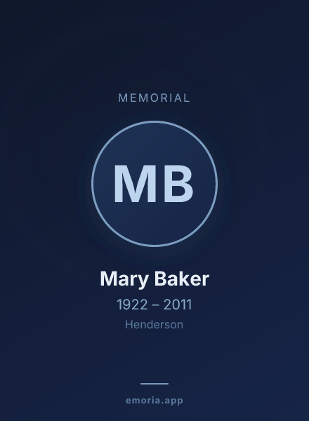 Memorial portrait of Mary Baker