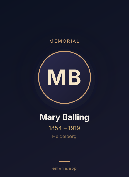 Memorial portrait of Mary Balling
