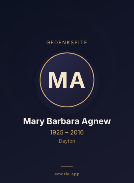 Gedenkportrait von Mary Barbara Agnew