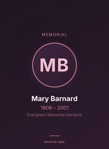 Memorial portrait of Mary Barnard