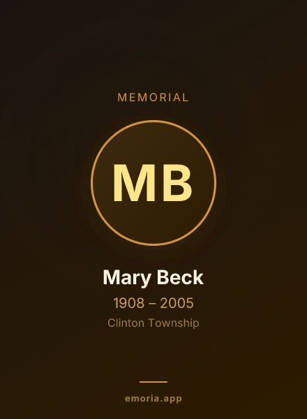 Memorial portrait of Mary Beck