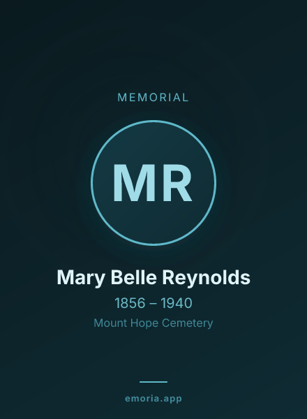 Memorial portrait of Mary Belle Reynolds