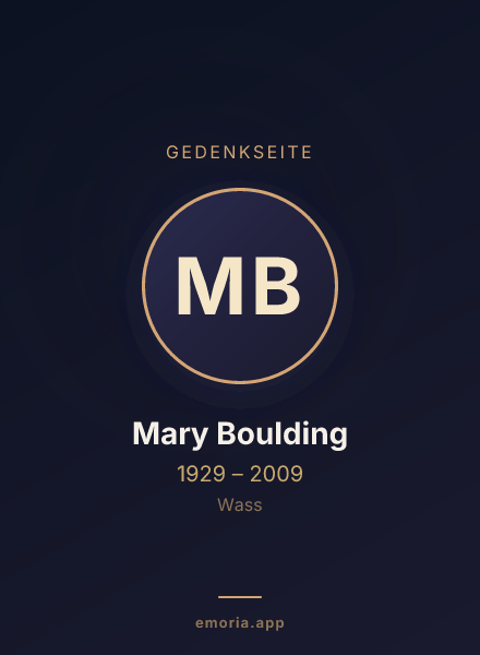 Gedenkportrait von Mary Boulding