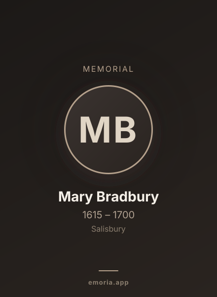 Memorial portrait of Mary Bradbury