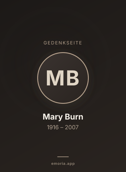 Gedenkportrait von Mary Burn