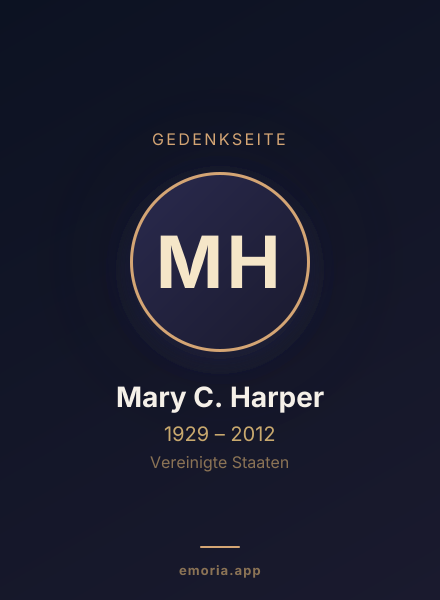 Gedenkportrait von Mary C. Harper