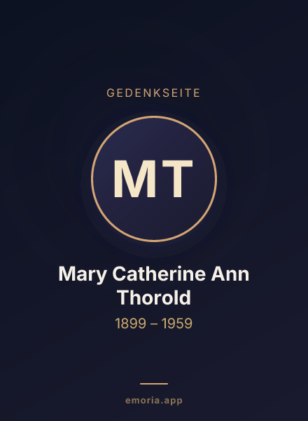 Gedenkportrait von Mary Catherine Ann Thorold