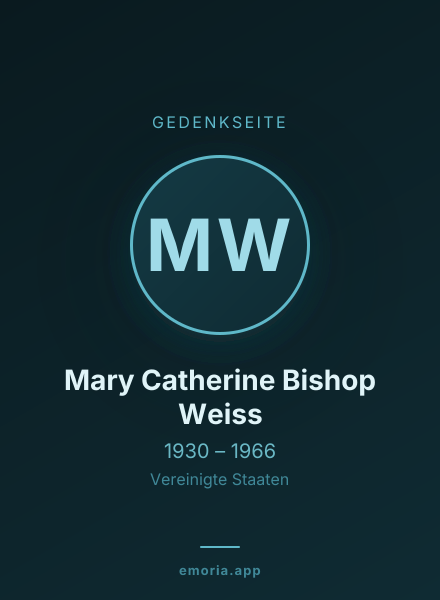 Gedenkportrait von Mary Catherine Bishop Weiss