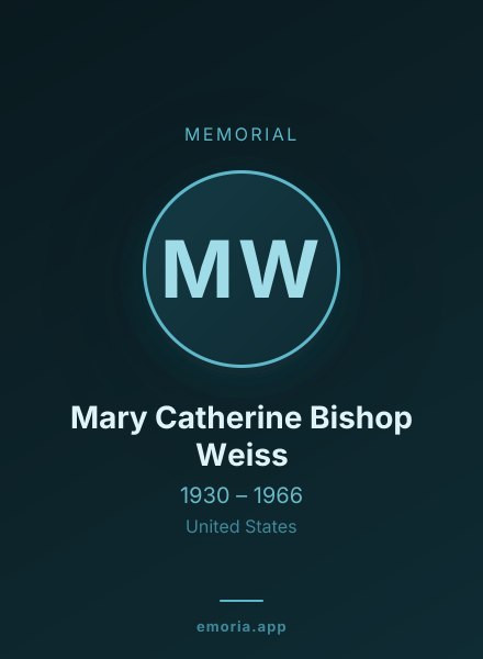 Memorial portrait of Mary Catherine Bishop Weiss