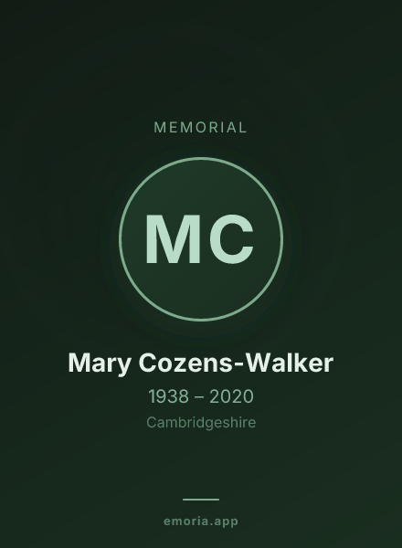 Memorial portrait of Mary Cozens-Walker
