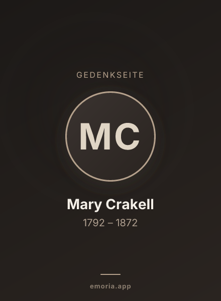 Gedenkportrait von Mary Crakell