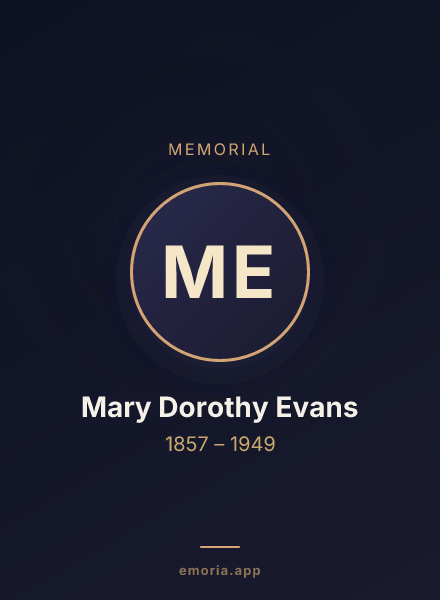 Memorial portrait of Mary Dorothy Evans