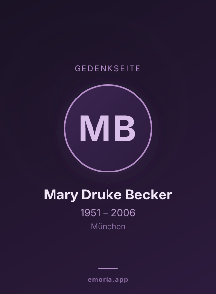 Gedenkportrait von Mary Druke Becker