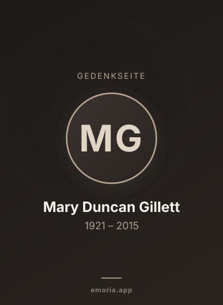 Gedenkportrait von Mary Duncan Gillett