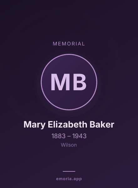 Memorial portrait of Mary Elizabeth Baker