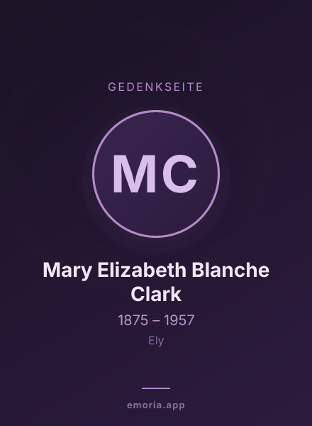 Gedenkportrait von Mary Elizabeth Blanche Clark