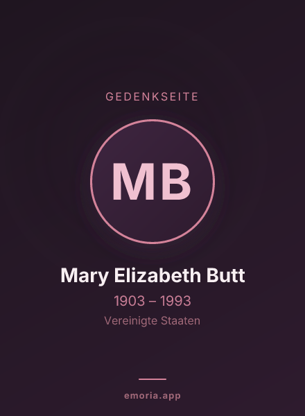 Gedenkportrait von Mary Elizabeth Butt