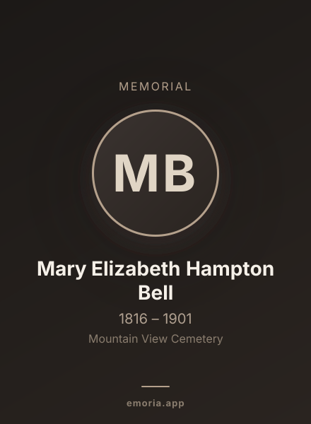 Memorial portrait of Mary Elizabeth Hampton Bell