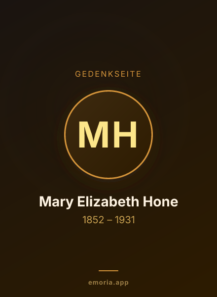 Gedenkportrait von Mary Elizabeth Hone