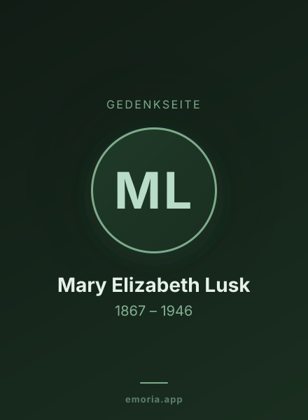 Gedenkportrait von Mary Elizabeth Lusk