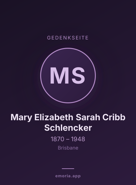 Gedenkportrait von Mary Elizabeth Sarah Cribb Schlencker
