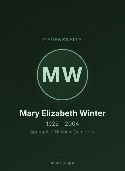 Gedenkportrait von Mary Elizabeth Winter