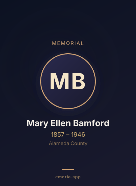 Memorial portrait of Mary Ellen Bamford