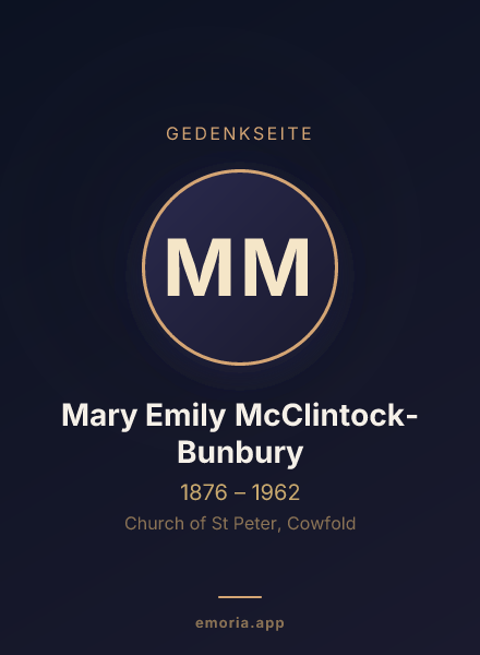 Gedenkportrait von Mary Emily McClintock-Bunbury