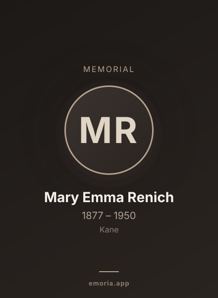 Memorial portrait of Mary Emma Renich