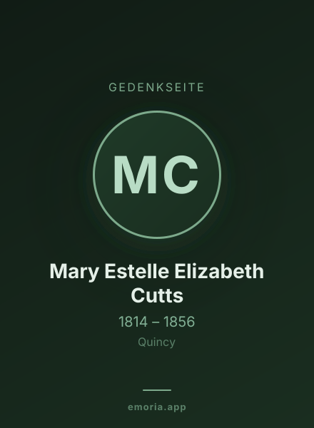 Gedenkportrait von Mary Estelle Elizabeth Cutts