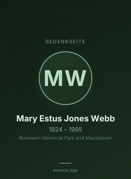 Gedenkportrait von Mary Estus Jones Webb