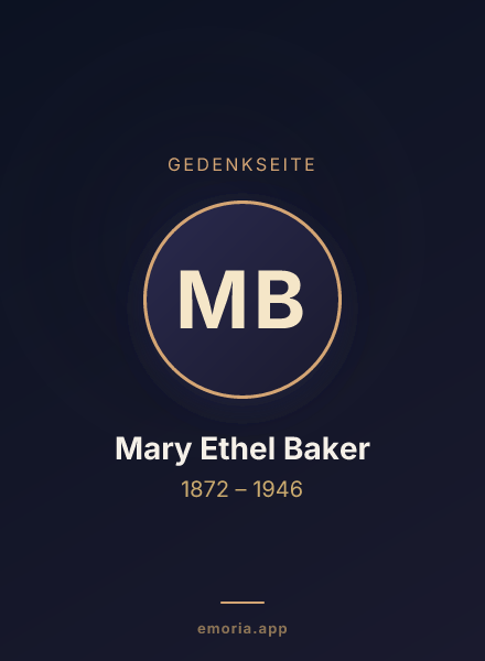Gedenkportrait von Mary Ethel Baker