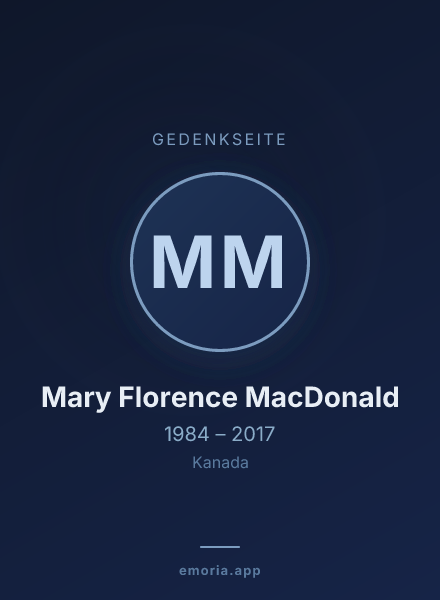Gedenkportrait von Mary Florence MacDonald