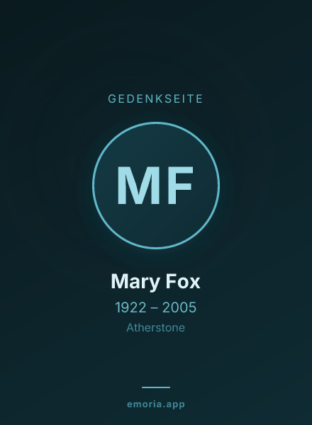Gedenkportrait von Mary Fox